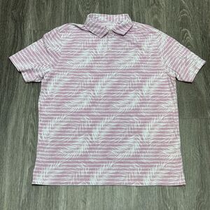 Nat Nast Polo Shirt Mens Extra Large Pink Tropical Palm Leaf Print Luxury‎ Golf